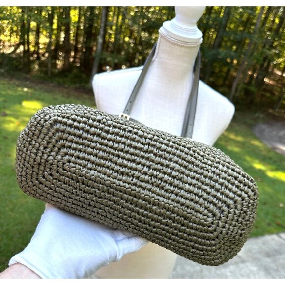 Michael Kors Quinn Large Safari Green Crochet Straw Tote Beach Bag 30S5GQNT7W - Picture 5 of 16